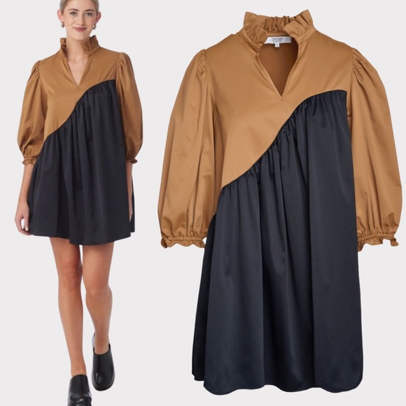 CROSBY by Mollie Burch Dresses & Skirts - CROSBY by Mollie Burch Story Mini Dress Cappuccino Black XL NWOT